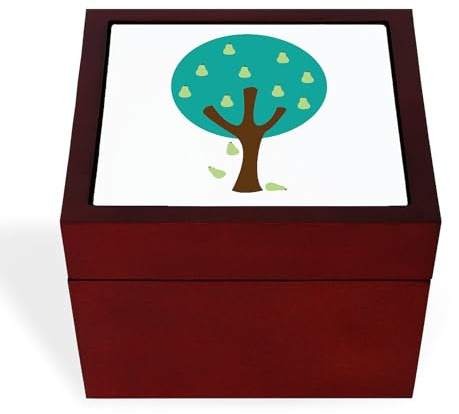 CafePress Organic Pear Tree Memory Keepsake Jewelry Box, 5x5x3.75