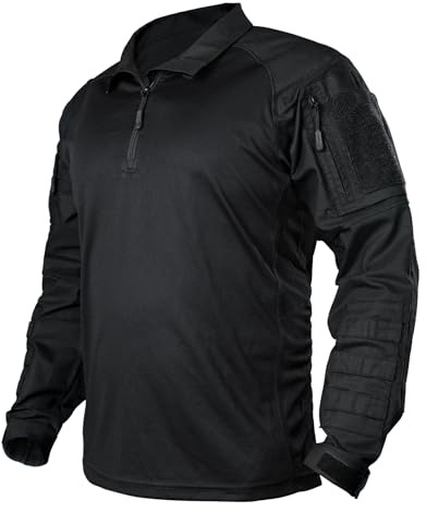 IDOGEAR Chemises De Combat Chemise Tactique à Manches Longues avec Coudières Chemises Militaires avec Poches Vêtements Airsoft Hauts