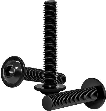 HONPHIER 20 Piezas M6 x 35mm Tornillos Allen Tornillo a Máquina Acero Inoxidable Tornillo de Cabeza Alomada con Brida Y Hexágono Interior, Negro