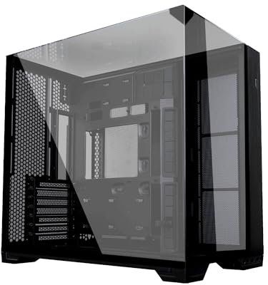 Lian Li O11 Vision Compact Gaming PC Gehäuse ATX Schwarz - Midi Tower PC Gehäuse mit Tempered Glass, Grafikkarten bis 408 mm, bis zu 360 mm Radiatoren, Black PC Case Stahl, Aluminium, Gehärtetes Glas