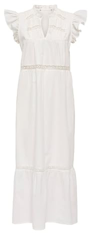 ONLY Onlsunny Capsl Frill Dress WVN Noos Robe élégante Coupe Droite avec Volants, Cloud Dancer, M