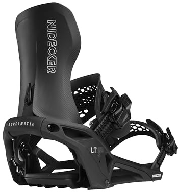 Nidecker LT Supermatic Snowboard Bindings – Automatic Dual-Entry Binding with Heel Pedal & Universal Fit - XL - Black