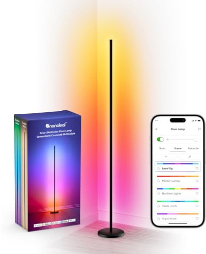 Nanoleaf Matter Smart Stehlampe Wohnzimmer, RGB IC LED Floor Lamp Dimmbar, Musik Sync, Dynamische Gradient Szenen, 1700lm, App & Sprachsteuerung (Funktion mit Alexa, Apple), Schlafzimmer Gaming Deko