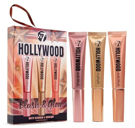 W7 Hollywood Blush & Glow – Matte Blusher & Highlighter Trio – Glow Boost für alle Hauttöne