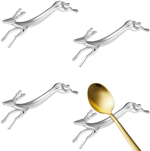GALPADA 4 StüCk Besteckhalter Aus Legierung EssstäBchen Ablage Silber Tischablage FüR Gabeln Messer LöFfel Haushaltsbesteckhalterungen Praktische Tischdekoration