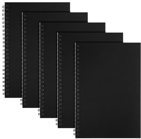 Yafe 5 Packs Spiral Notebook A5, 120 Pages 60 Sheets | Kraft Cover Wirebound Notebooks Bulk Journals, 8.3 * 5.5 inch Lined Notebook for Business Office School Travel