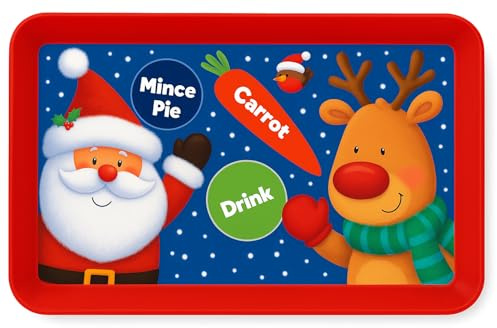 Christmas Eve Santa Treats Tray – Kids Santa Plate for Mince Pie, Carrot & Drink – Reusable Melamine Xmas Eve Plate for Father Christmas & Rudolph Snacks – 29.5 x 16.5cm Durable Festive Tableware