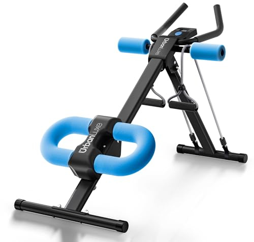 UrbanLuxe Entraîneur Abdominal, Multifonctionnel Machine Abdominale avec Moniteur LCD, appareil de musculation abdominale pliable avec protection des genoux pour l'entraînement à la maison-Bleu