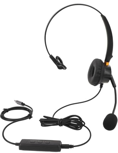 Omquot Telefonheadset Brusreducerande Bekvämt Enkelöra för Call Center Kundtjänst Svart USB C USB 3,5 Mm