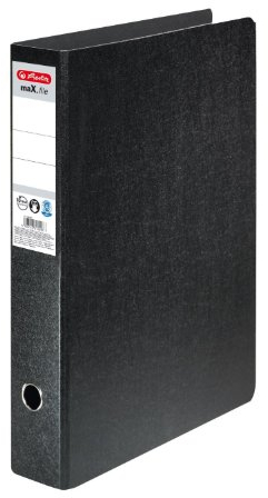 Herlitz 10842383 Ordner A3hoch maX.file, Hartpappe, 7,5cm, aufgeklebtes Rückenschild, Farbe schwarz