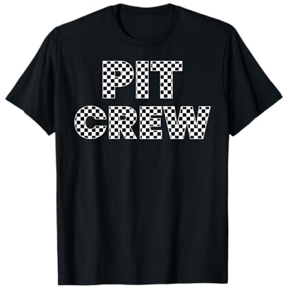 Checked Black White Pit Crew Plaid Race Racing T-Shirt