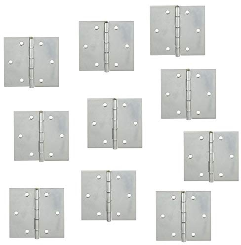 Gedotec Lot de 10 charnières de meuble en métal avec tige rivetée en laiton - 60 x 60 mm - Charnière de caisse en acier galvanisé - Bande de charnière à visser - Bande de meuble roulée selon la norme