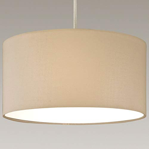 CGC Lighting Modern Fabric Lamp Shade Solid Opal White Bottom Diffuser Drum Pendant Table Lamp Bedroom Dining Room Lounge (Cream)