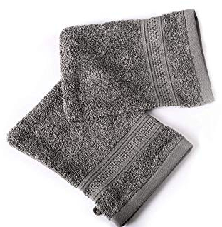 Komfortec 2er Waschlappen Set, 2X Waschhandschuhe, 100% Weiche Baumwolle, Frottee, Schnelltrocknend, 16x21 cm, Anthrazit Grau