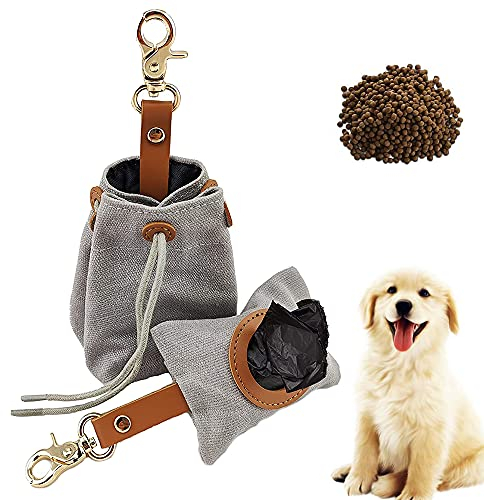 FDDE 1 Satz Hundekotbeutelspender, Tragbarer Hundekotbeutel, Hundefutterbeutel, Kotbeutelspender, Futterbeutel Hund, Leckerli-Beutel für Hunde, für Hundespaziergang, Laufen, Wandern (Grau)