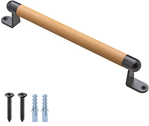 Dolibest 38cm Main Courante Bois, Enfant Poignées de Sécurité Personnes âgées Barre d'appui Rampe d'escalier pour Intérieur/Extérieur pour Murs d'escalade / Portail de Grange / Placard / Garage