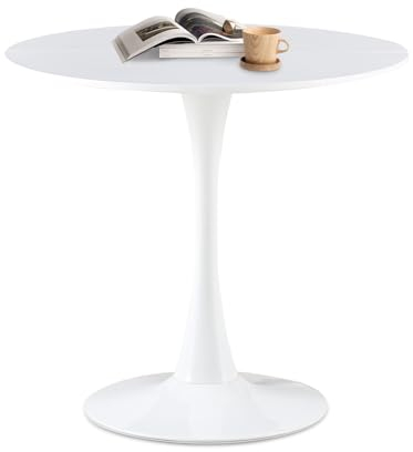 anrekl küchentisch Kleiner Esstisch runder Esstisch Couchtisch für Küche Esszimmer Wohnzimmer Büro einfacher Kleiner Tisch für 2-4 Personen Weiß
