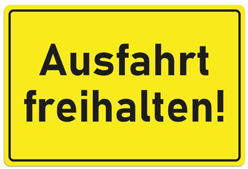 BilderKing Schild Ausfahrt freihalten in Warngelb - 30x20cm - wetterfestes Alu-Dibond Hinweisschild Warnschild Verbotsschild in Signalgelb - kratzfest, UV-Schutz