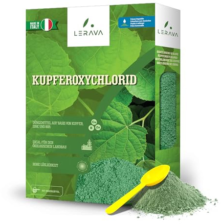LERAVA Ossicloruro di Rame (4x800 g) - Verderame Rameico BIO per piante - Fungicida contro Peronospora e Bolla del Pesco - Concime fogliare per Orto e Frutteto - Verderame per Pomodori