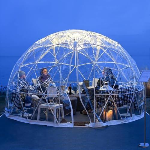 Bubbeltält 12FT uppgraderat, trädgårdskupolhus med PVC-överdrag, bubbelhuskupol med dörr och fönster, väderbeständig kupoltält utomhus, trädgårdstältkapsel Geodesisk växthusvärmare