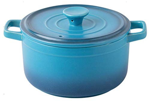 Olla de cerámica, olla de cerámica, olla pequeña de gres, olla redonda con tapa, olla de olla, horno holandés