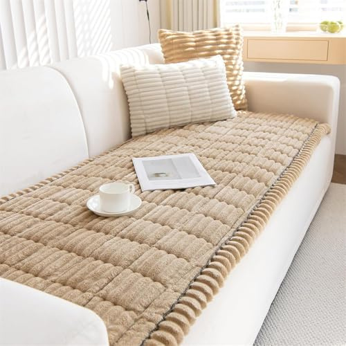 FASCINATDECO Thick Sofa Covers Washable - Soft Corduroy Sofa Cover 2 3 4 Seater, Non-Slip Couch Cover, Sofa Cushion Covers Sofa Slipcovers Furniture Protector for Living Room (Coffee, 90x160cm)