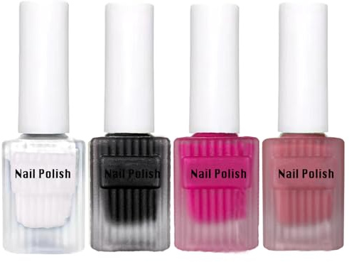 4Pcs Matte Nail Polish Set - White Black Blushing Nude & Hot Pink. Velvet Finish Nail Polish, Quick Dry, Non-Shiny, Waterproof & Long Lasting Nail Varnish,Holographic Paint - No UV Needed,12ml Each