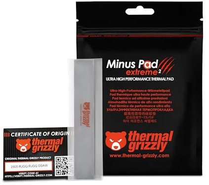 Thermal Grizzly Minus Pad Extreme 2 - High Performance Thermal Pad 120x20x1.0 mm (2 Pieces) - Superior Thermal Conductivity, Non-Hardening - Ideal for GPU, SSD, RAM, Game Consoles