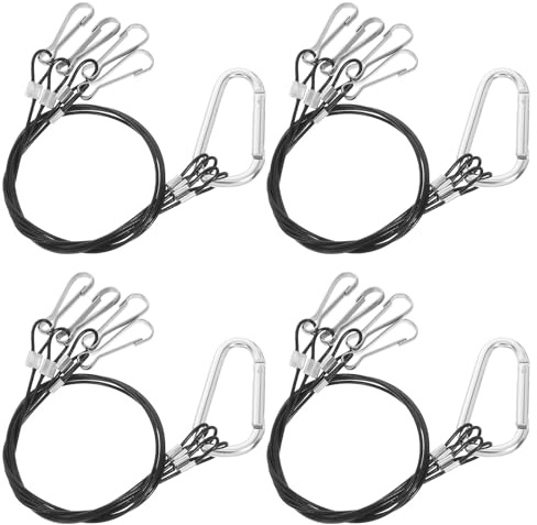 Healeved Lot de 4 Cordes Suspendre en Acier Inoxydable 20X500Mm pour Lampes Horticoles et Aquariums Supports Robustes Suspendre de Plantes Paniers Suspendus Accessoires Solide et