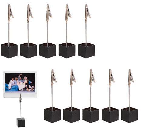10 Pcs Photo Holder,Memo Clip,Alligator Clips with Wooden Base,Stand Photoes Display Clips,Pictures Card Paper Note Clip,Photo Holders for Tables,Shop Display Price Tag,Office,Wedding Party
