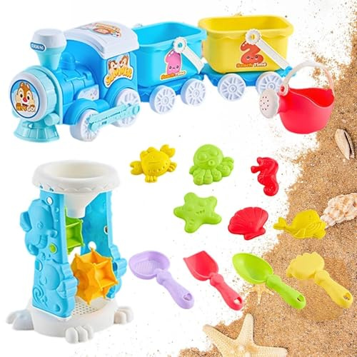 Giocattoli Di Sabbia Per Bambini - Set Da 15 Pezzi Divertenti Stampo Da Spiaggia | Giocattolo da Spiaggia,Piscina all'aperto, Riva del Lago, Giardino, Cortile, Viaggio, Età di 1 anno e oltre, Ragazzi