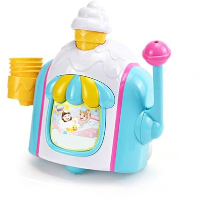 Machine à bulles de savon - Jouet de bain pour tout-petits - Machine à mousse glacée - Kit de jeu à bulles de savon - Jouet éducatif pour enfants à partir de 2 ans à 8 ans (bleu, 8, 23, 23 cm)