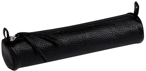 Clairefontaine 8327C Trousse rotonda in vera pelle, color Nero invecchiato