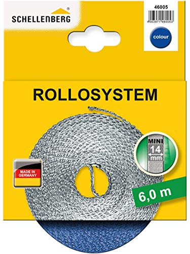Schellenberg 46005 Cintino avvolgibili 14 mm x 6 m-Sistema Mini, Cinghia tapparella Blu Royal