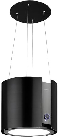 Klarstein Skyfall Smart – Extractor de humo tipo isla, campana aislada, control por aplicación móvil, 45 x 42 cm (ØxB), ventilación y extracción, 3 niveles, 402 m³/h iluminación LED, clase C, negro