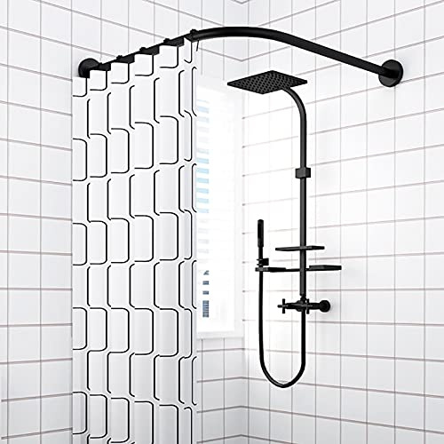 Shower Curtain rail Curved L-Shaped Bathtub Stainless Steel rail for Changing Room 70 to 95 cm x 90 to 130 cm