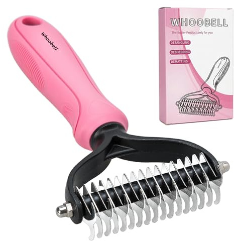Undercoat Rake for Dogs, whoobell 2 Side Undercoat Brush for Deshedding and Dematting for Dog Cat Rabbit, Professional Pet Grooming HairTools, Removes Loose Undercoat and Nasty Shedding