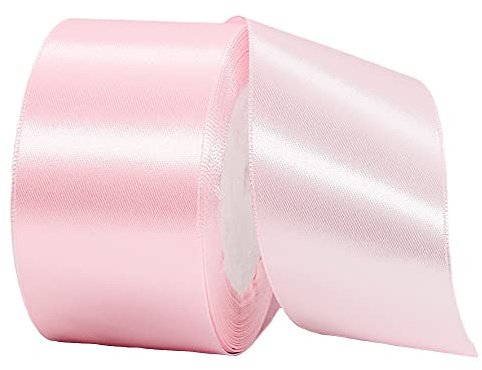 Cinta rosa pastel de 50 mm de ancho para envolver regalos, cinta de satén de tela grande de 22 m para envolver regalos, cintas para manualidades, ramos, bodas, coche, regalos, pasteles, decoraciones