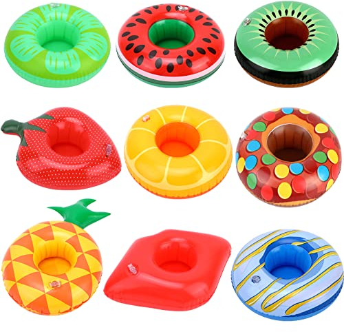 9Stück Aufblasbare Getränkehalter Set, Schwimmendes Aufblasbarer Flaschenhalter Pool Untersetzer Schwimmende Becherhalter Bier Aufblasbares Flaschenhalter Badespielzeug