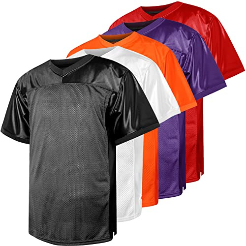 Blank Football Jersey,90s Hip Hop Sports Mesh Practice Plain Football Shirt, Black, XL