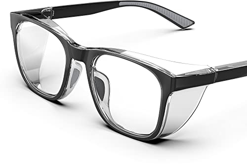 TOREGE Lunettes de protection transparentes avec protections latérales, anti-buée et anti-rayures avec poignées antidérapantes et protection UV complète - Lunettes de protection idéales pour femmes et