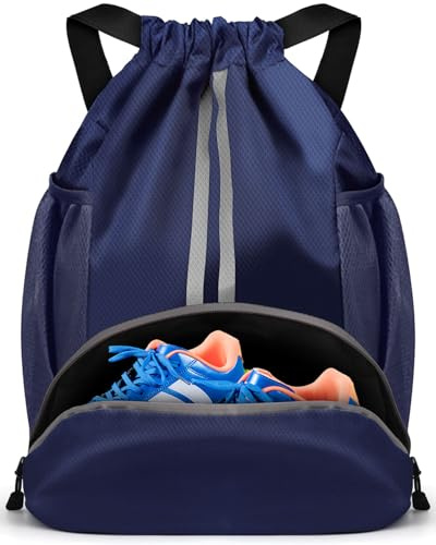 BROTOU Bolsa de deporte para fútbol, mochila con cordón, ajustable, cordón, bolsa de gimnasio, resistente al agua, bolsa de deporte para hombre, mujer, niños y jóvenes
