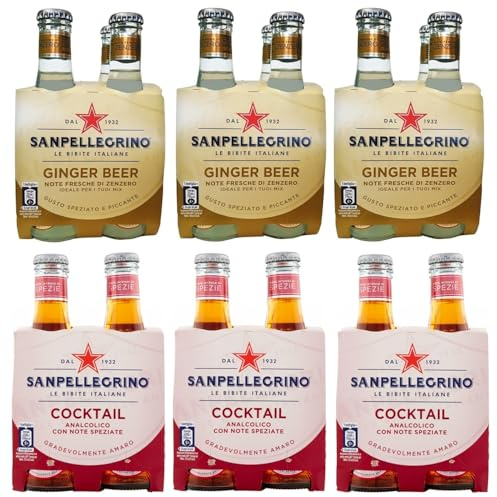24er-Pack Testpaket San Pellegrino Cocktail Alkoholfreies Getränk + Ginger Beer Alkoholfreies Getränk mit Noten von Ingwer 20cl Einweg-Glasflasche