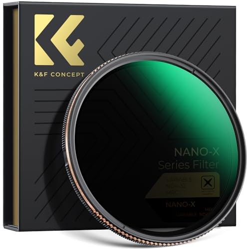 K&F CONCEPT Filtre ND4-ND32 Ø82mm 2-5 Stops sans Croix Noir ND Variable Densité Neutre HD Ultra Fin pour Objectif Appareil Photo (Nano-X Série)