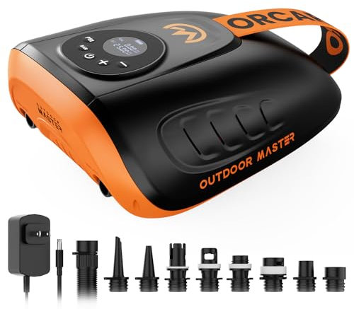 OutdoorMaster 25PSI High Pressure 74Wh Rechargeable SUP Air Pump Electric ORCA PRO - Auto-Off & Deflation Function, Battery Air Pump for Inflatable Stand Up Paddle Boards, Boats