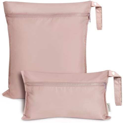 haakaa Waterproof Wet Bags for Baby Wet Dry Bags for Cloth Diaper, Swimsuit & Travel, 2pcs, Blush