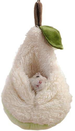 Cama tipo bolsa para hámster en forma de pera, escondite de felpa para azúcar, decoración de hábitat para mascotas pequeñas, accesorios acogedores para ratones, jerbo, oso dorado, degu