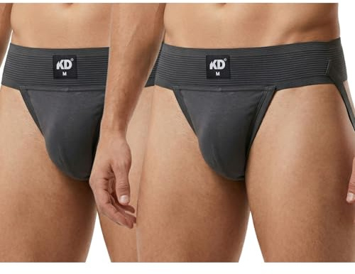 KD Willmax Sospensorio da palestra in cotone biologico, cintura da 7,6 cm, morbido e resistente, Grigio Confezione 2, 5XL