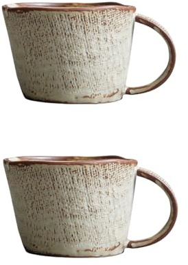 HengYuhating 2 tazze d'acqua in argilla fatte a mano, tazze per coppie, tè caldo, caffè domestico, farina d'avena, latte (300 ml, 7 x 10 cm), tazze retrò da ufficio, adatte per lavastoviglie