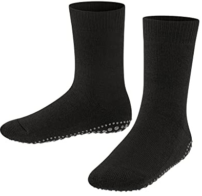 FALKE Catspads K Hp algodón lana puños en la suela 1 par, Calcetines para casa Unisex niños, Negro Black 3000, 27-30